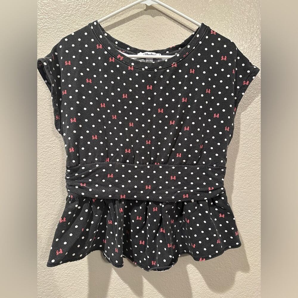 Disney Parks Minnie Mouse Bow Peplum top sz L